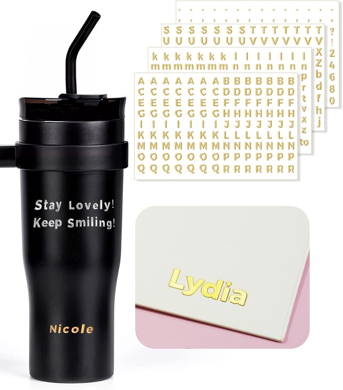 Metal Gold Letter Stickers, 504pcs Alphabet Stickers Small Sticker by Number